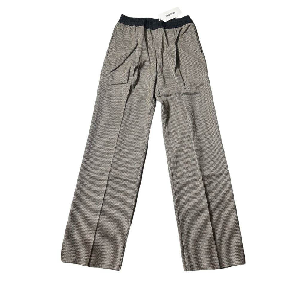 Thakoon Smocked Waist Wide Leg Trouser Pant Houndstooth NEW